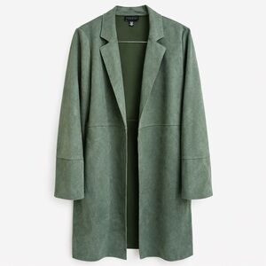 Premise Faux Suede Open Front Jacket Sage Green Size Medium
